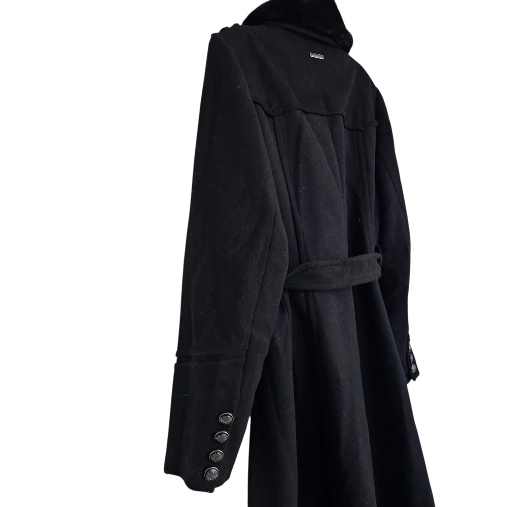 Vince Camuto Black Faux Fur Collar  Coat - Picture 3 of 8